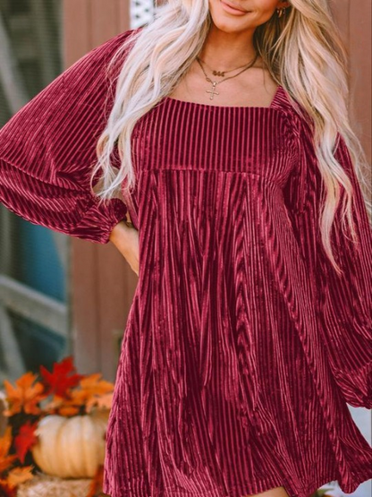 Women's Mini Square Neck Velvet Party Dress