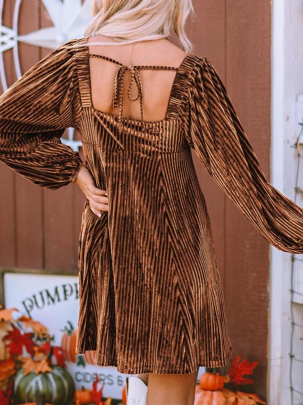 Women's Mini Square Neck Velvet Party Dress