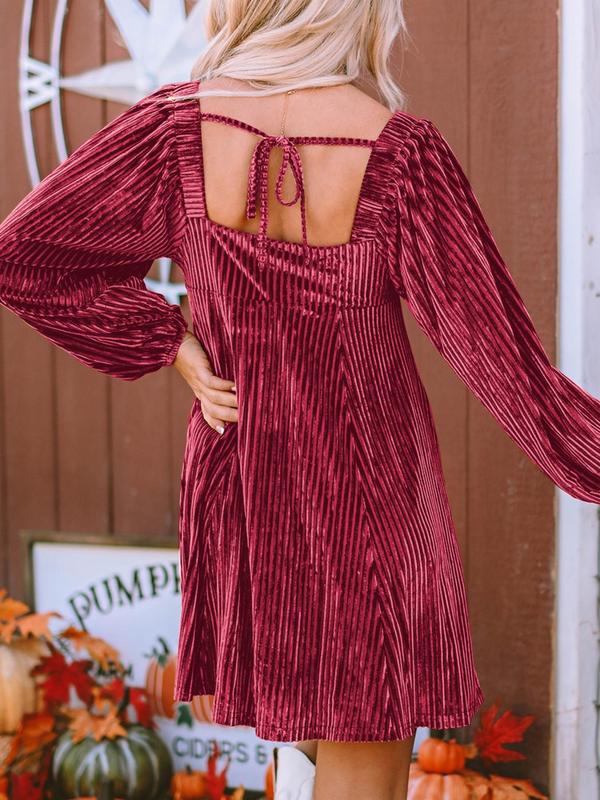 Women's Mini Square Neck Velvet Party Dress