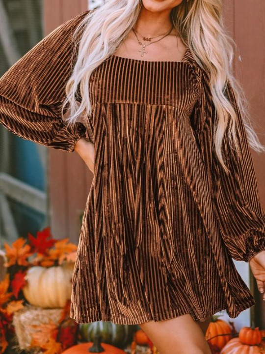 Women's Mini Square Neck Velvet Party Dress