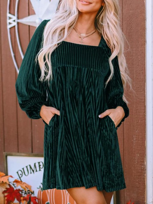 Women's Mini Square Neck Velvet Party Dress